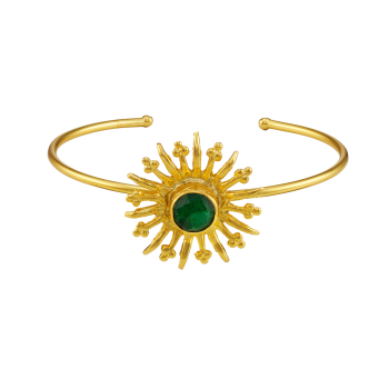Armspange aus Messing, vergoldet, Smaragd