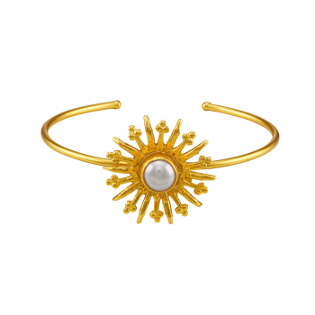 Armspange aus Messing, vergoldet, Perle