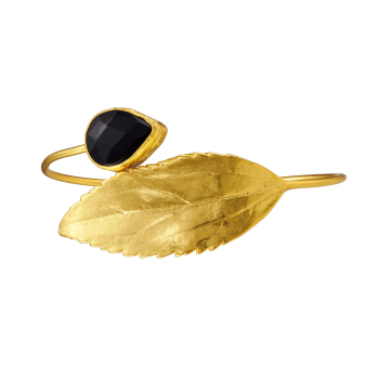 Armspange aus Messing, vergoldet, Onyx