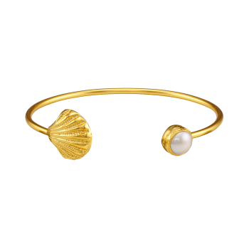 Armreif aus Messing, vergoldet, Perle