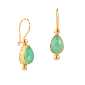 Earring made from brass, goldplated, aquachalcedony