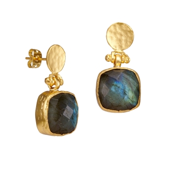 Earring made from brass, goldplated, Labradorite