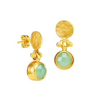 Earring made from brass, goldplated, aqua Chalcedony