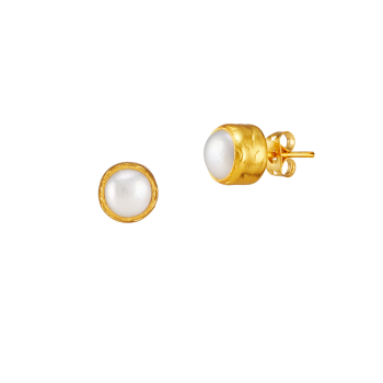Ohrring aus Messing, vergoldet, Perle