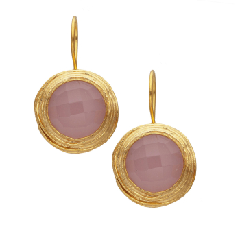 Earring made from brass, goldplated, Rosequartz