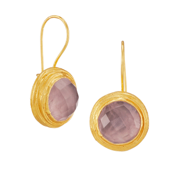 Earring made from brass, goldplated, light Rosequartz