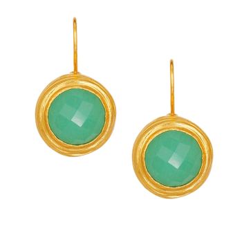Earring made from brass, goldplated, aqua Chalcedony