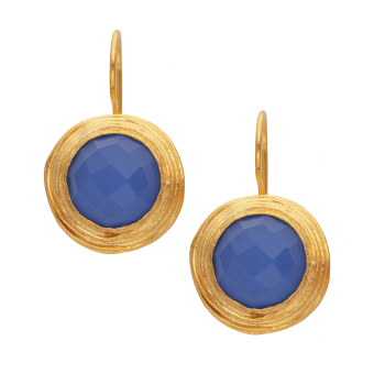 Earring made from brass, goldplated, blue Chalcedony