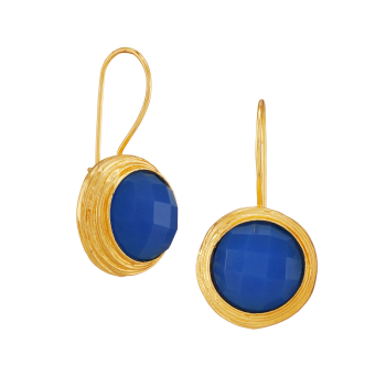 Ohrring aus Messing vergoldet, blauer Chalcedon