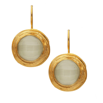 Earring made from brass, white Cateye
