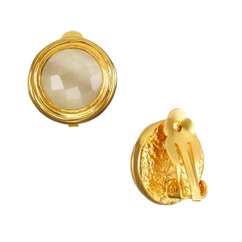Ear clips made from brass, goldplated, cateye