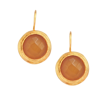 Earring made from brass, goldplated, honey Agate
