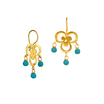 Ethno earring, brass goldplated, with Turquoise