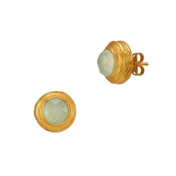 Ohrring aus Messing vergoldet, heller Aquachalcedon