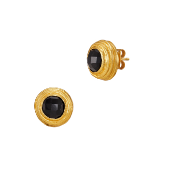 Earring made from brass, goldplated, onyx