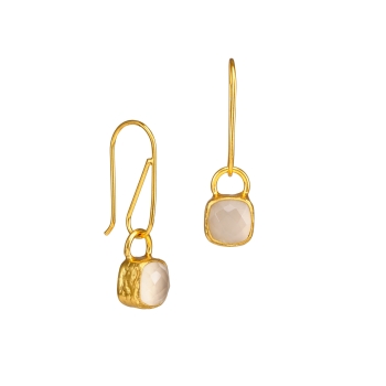 Fashionable earring made from brass, goldplated with Chalcedony
