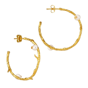 Earring made from brass, goldplated with pearl