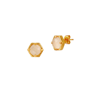 Ohrring aus Messing, vergoldet mit Chalcedon
