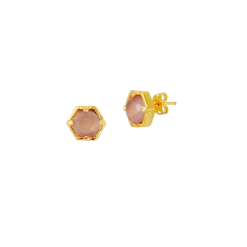 Ohrring aus Messing, vergoldet mit dusty pink Katzenauge