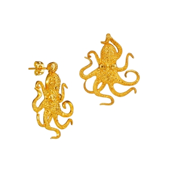 Ohrring aus Messing, vergoldet, Clip