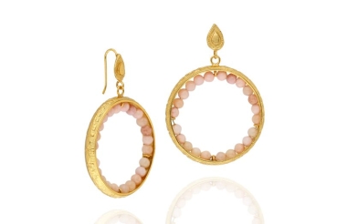 Earring made from brass, goldplated, peach Chalcedony