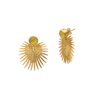 Earring made from brass, goldplated, yellow Cateye