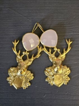 Ohrring  aus Messing, vergoldet, Rosenquartz