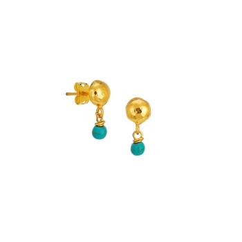 Earring  made from brass, goldplated, mini Turquoise