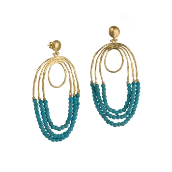 Earring made from brass, goldplated, Turquoise
