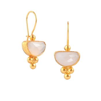 Earring made from brass, goldplated, Chalcedony