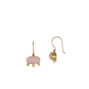 Earring made from brass, goldplated, Rosequartz