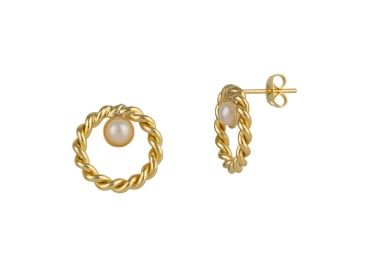 Ohrring aus Messing, vergoldet, Perle
