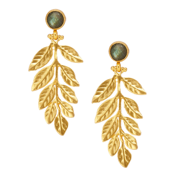Earring made from brass, goldplated, Labradorite