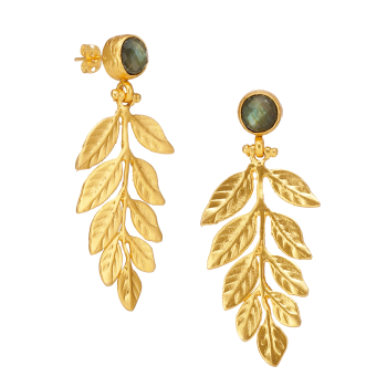 Earring made from brass, goldplated, Labradorite