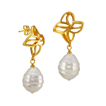 Ohrring aus Messing, vergoldet, Barockperle