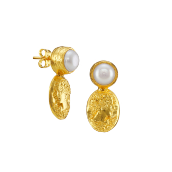 Ohrring aus Messing vergoldet, Perle