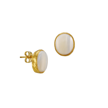 Earring made from brass, goldplated, mother of pearl