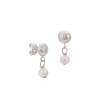 Ohrring aus Messing, versilbert, Mini Barockperle