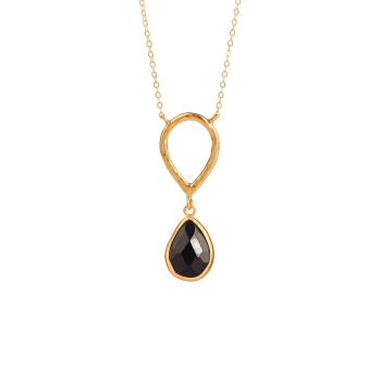 Necklace made from brass, goldplated, Onyx