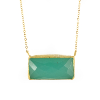 Necklace made from brass, goldplated, aqua Chalcedony