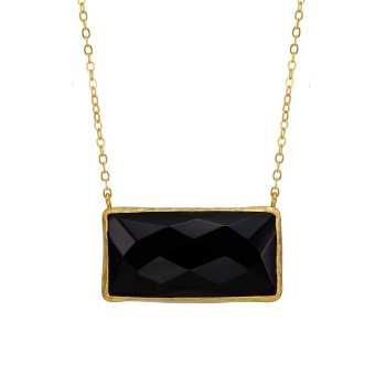 Necklace made from brass, goldplated, Onyx
