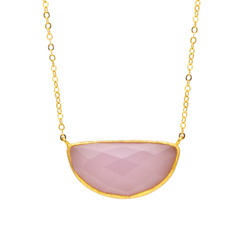 Necklace made from brass, goldplated, Rosequartz