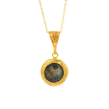Necklace made from brass, goldplated, Labradorite
