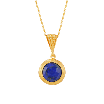 Necklace made from brass, goldplated, Lapislazuli