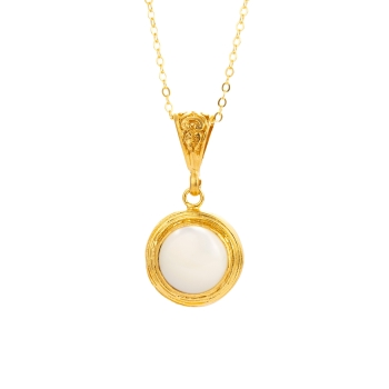 Necklace made from brass, goldplated, mother of pearl