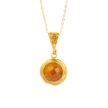 Necklace made from brass, goldplated, honey Agate