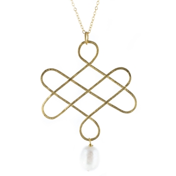 Kette aus Messing vergoldet, Barockperle