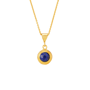 Kette aus Messing vergoldet, Lapislazuli