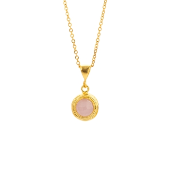 Necklace made from brass, goldplated, Rosequartz