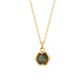 Necklace made from brass, goldplated, Labradorite